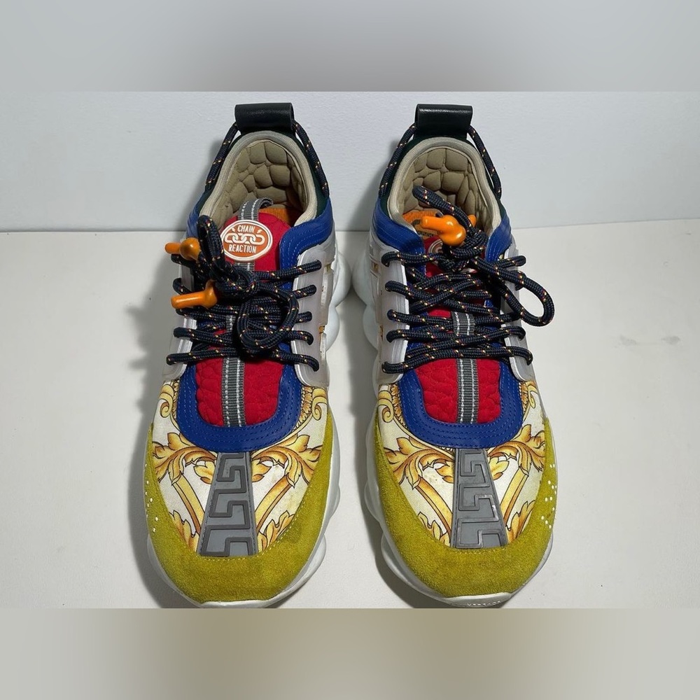 Versace Barocco chain reaction muti yellow rubber suede